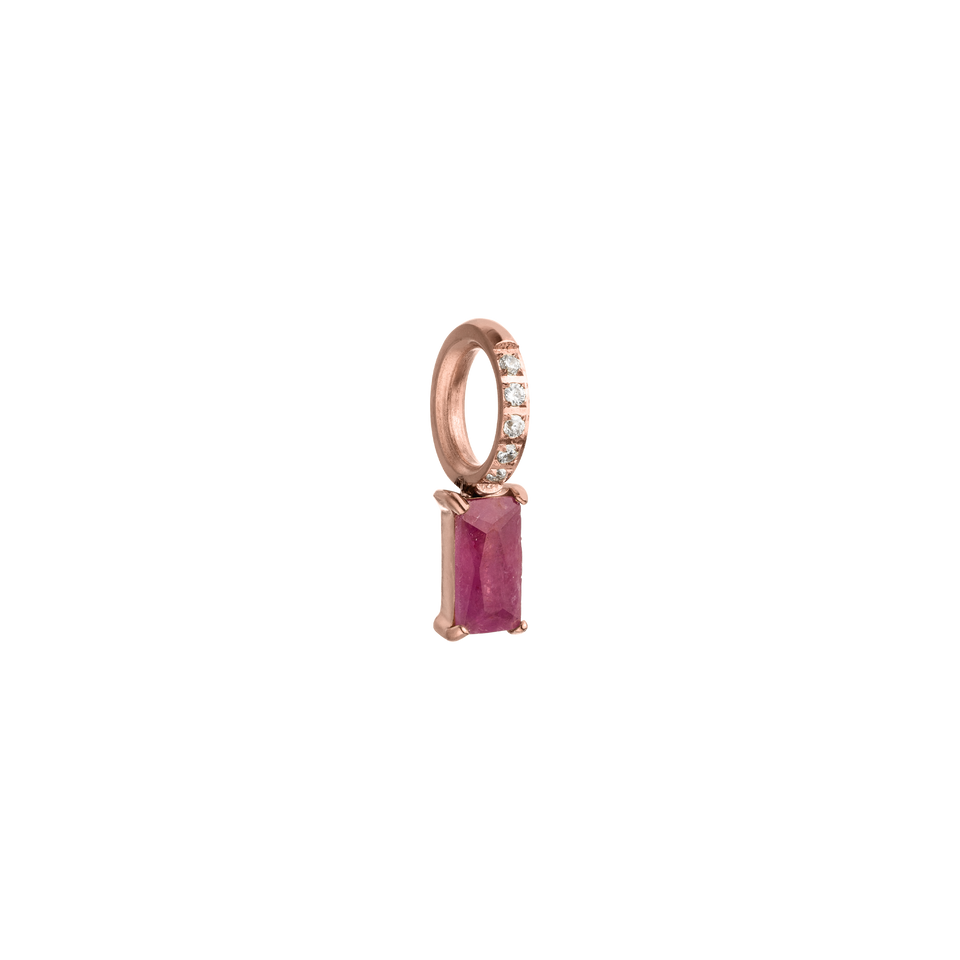 Roségoldener Anhänger mit pinkem Stein und funkelnden Zirkonia von PURELEI.