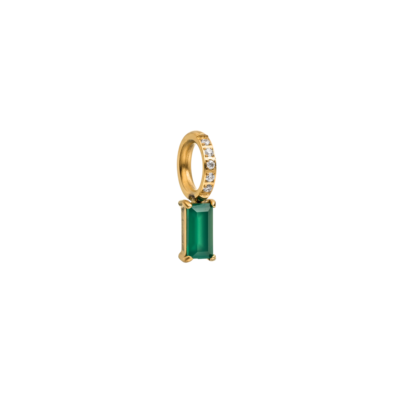 Goldener Anhänger mit grünem Stein und funkelnden Zirkonia, PURELEI.