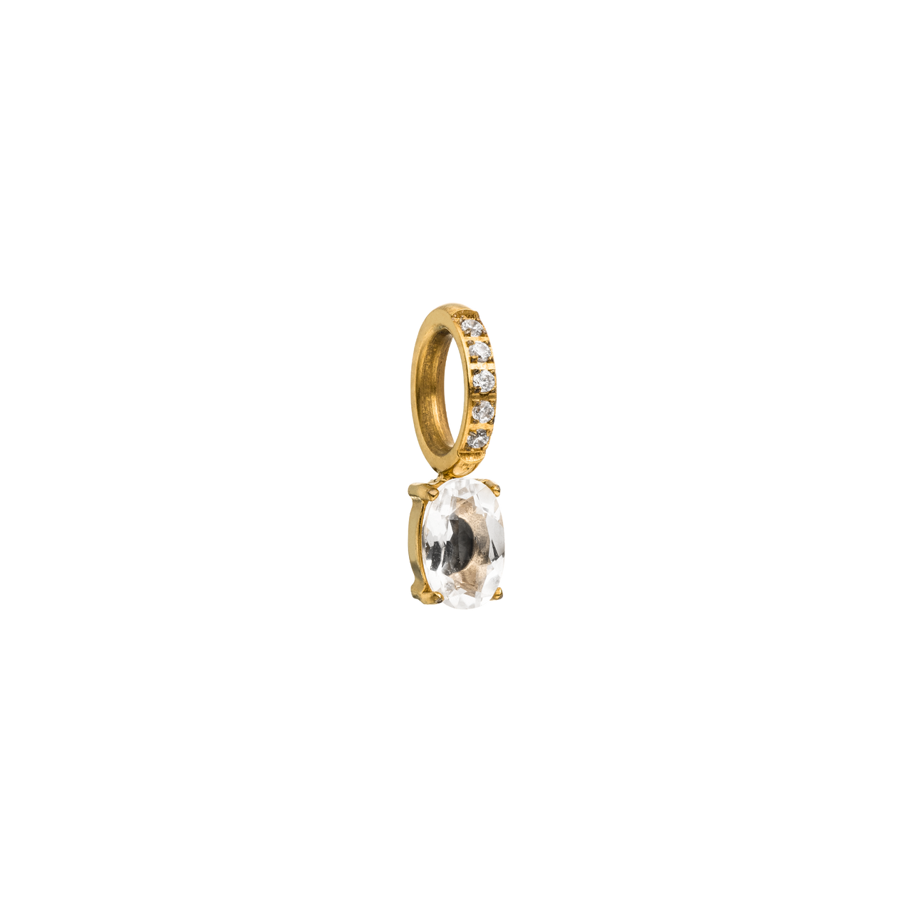 Goldener Anhänger mit klaren Steinen, elegant und funkelnd, von PURELEI.