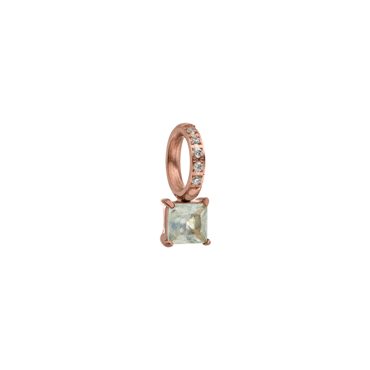 Roségoldener Anhänger mit aquamarinfarbenem Stein und funkelnden Zirkonia von PURELEI.