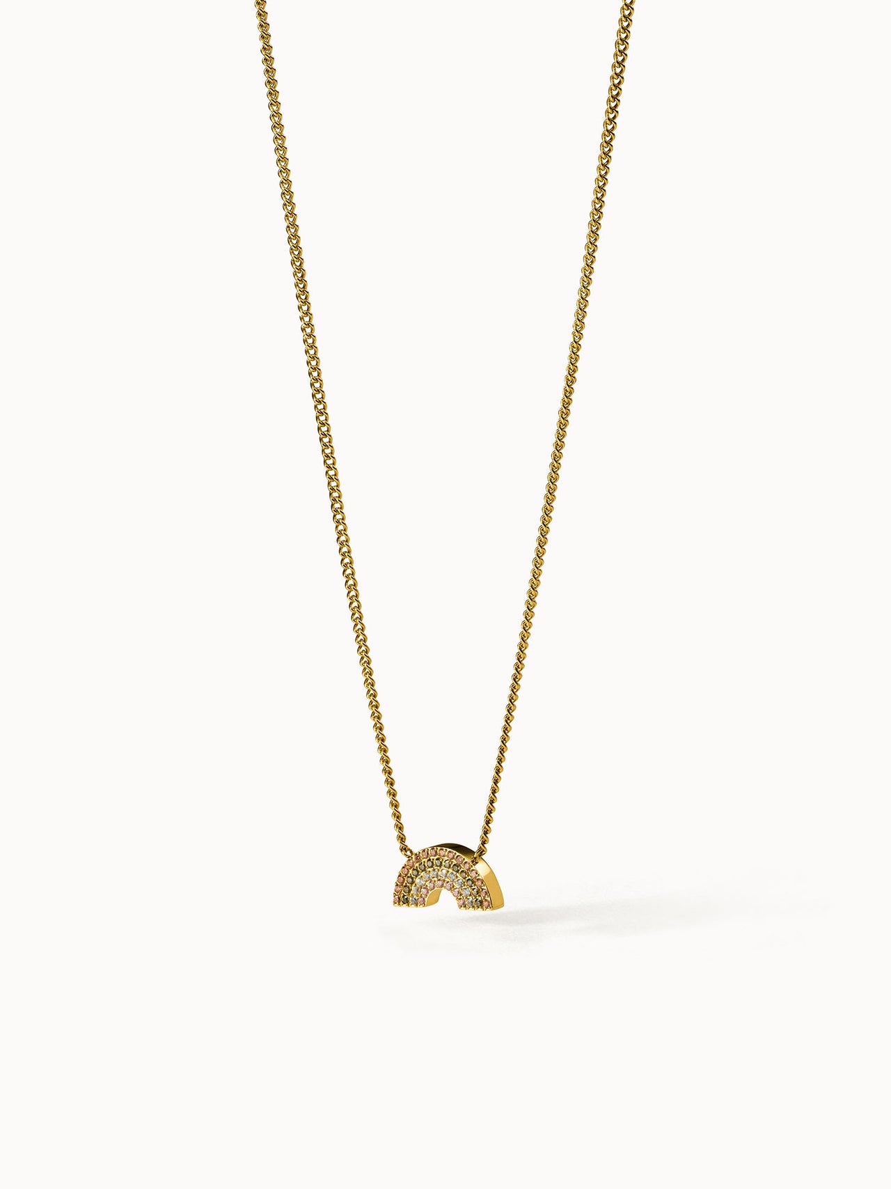 Goldene Kette mit Regenbogen-Anhänger, funkelnd und elegant, von PURELEI.