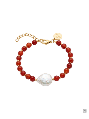 Roter Achat Pearl Armband