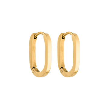 Goldene Creolen von PURELEI mit modernem, minimalistischen Design, elegant und zeitlos.