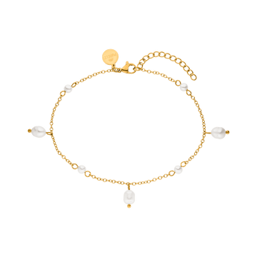 Goldenes Armband mit weißen Perlen, elegant und feminin, von PURELEI.