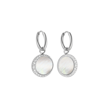 Silberne Ohrringe mit Muschel und Zirkonia von PURELEI, elegant und strahlend.