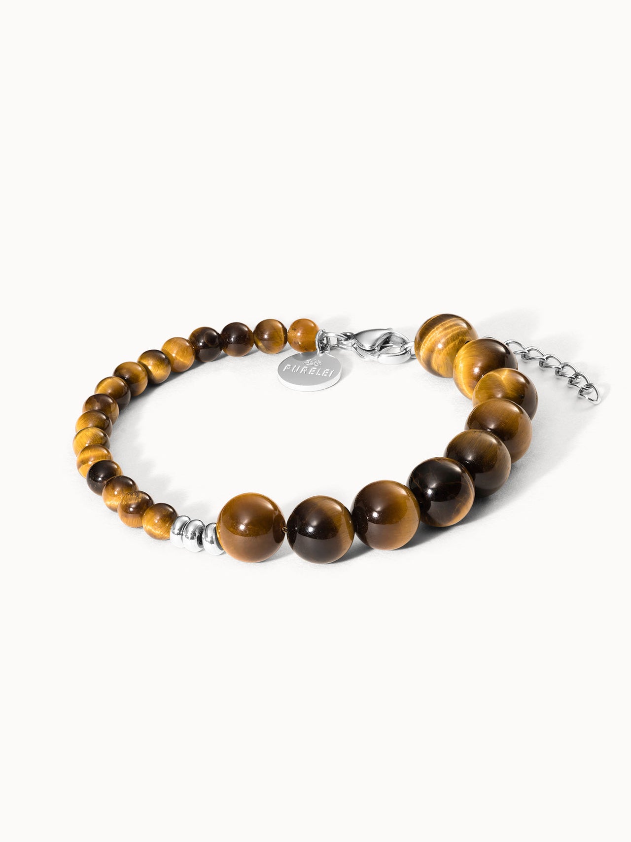 Braunes Tigerauge-Armband mit silbernem Verschluss, elegant und natürlich, von PURELEI.