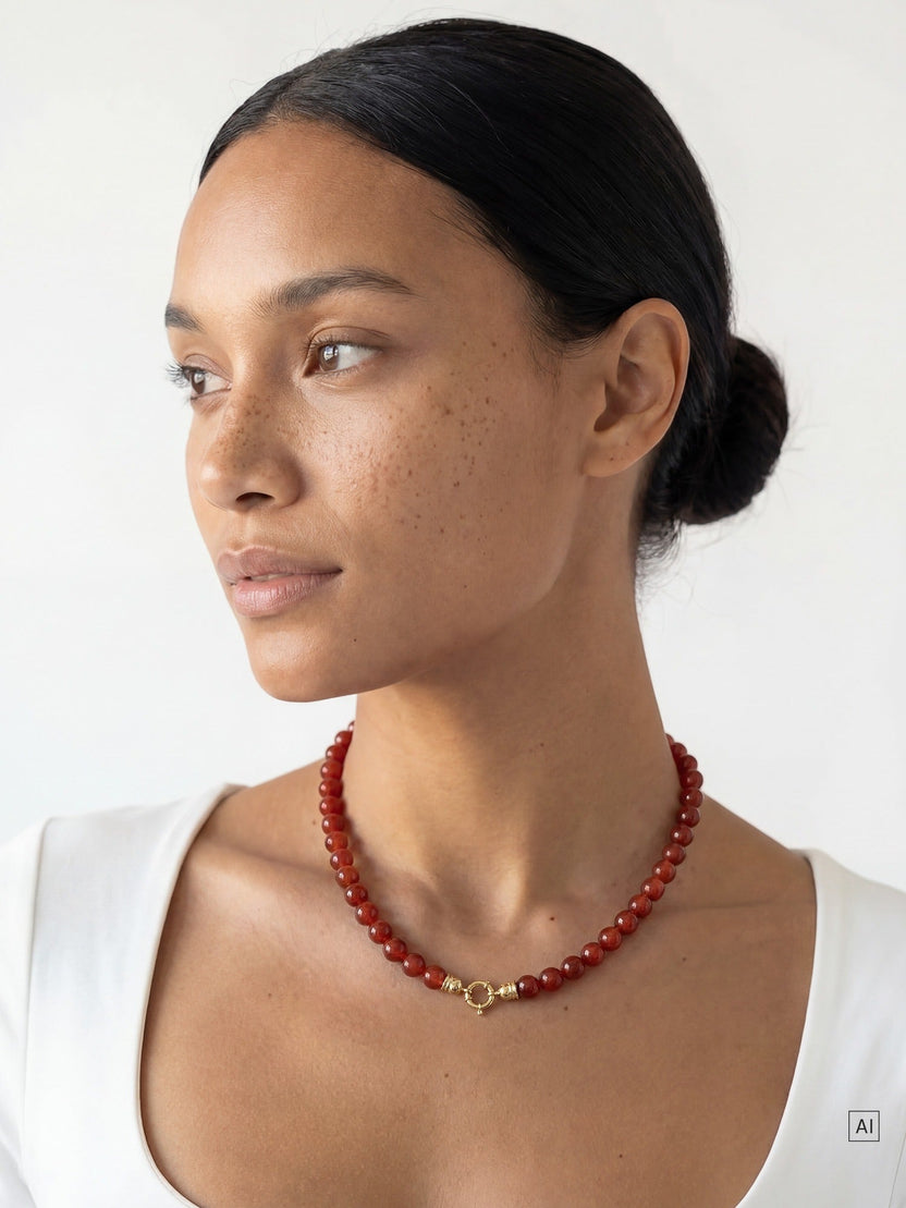 Roter Achat Charm Kette