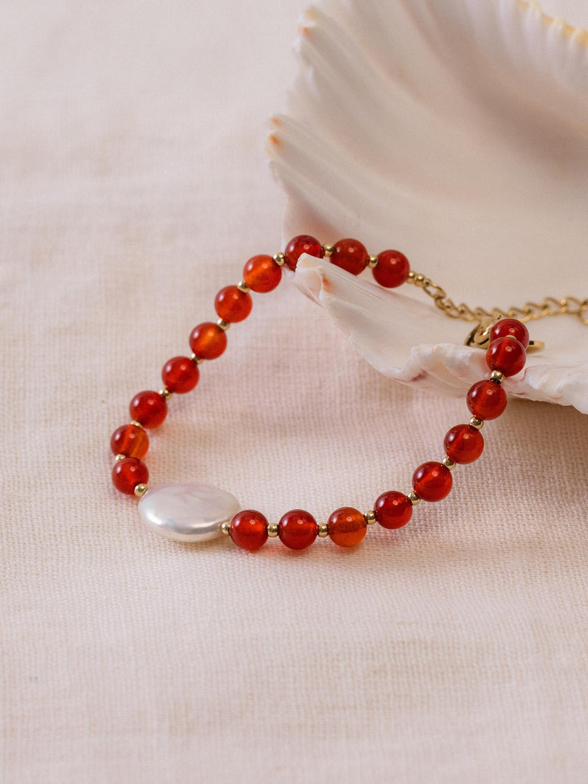 Roter Achat Pearl Armband
