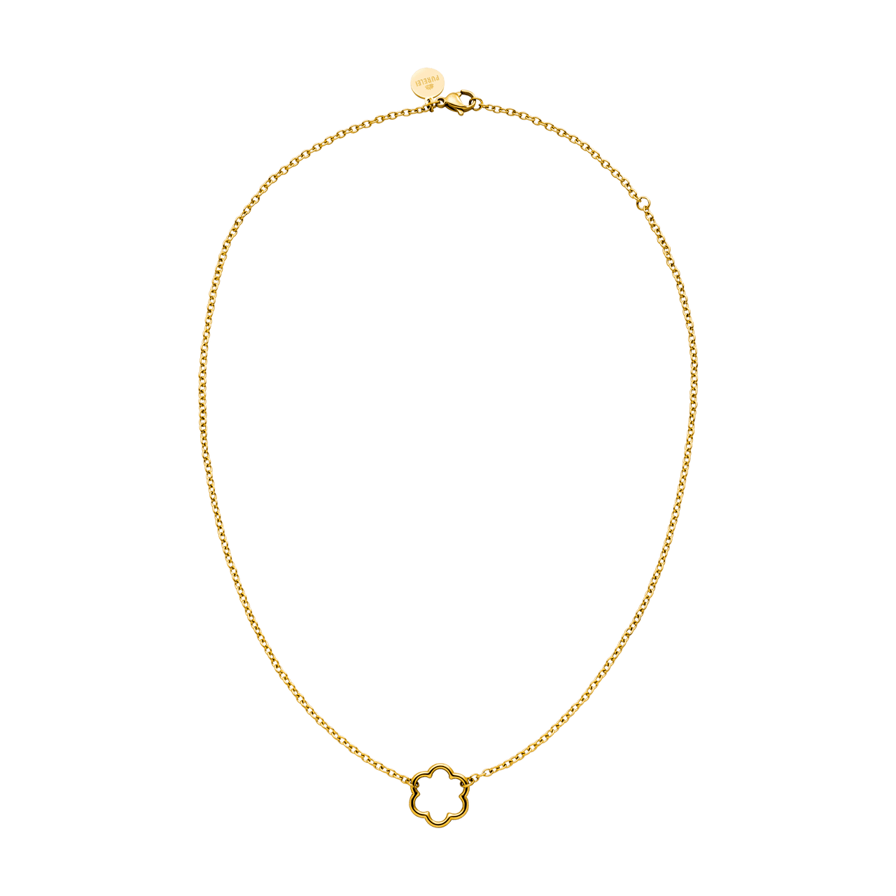PURELEI Bloom Kette Gold Edelstahl mit zartem Blütenanhänger, elegant und zeitlos für feminine Layerings.