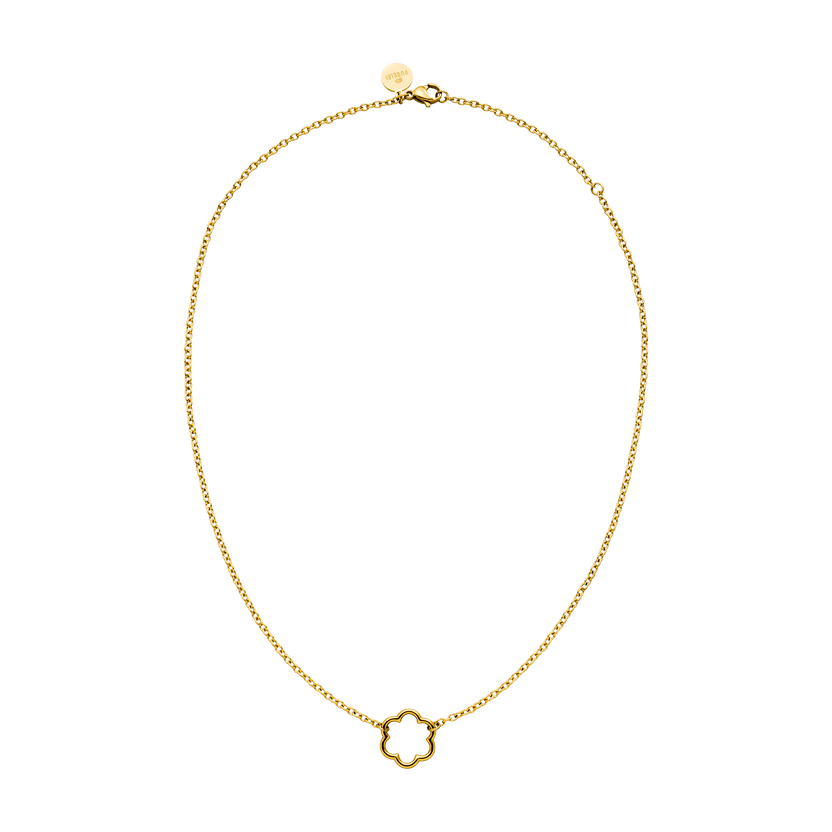 PURELEI Bloom Kette Gold Edelstahl mit zartem Blütenanhänger, elegant und zeitlos für feminine Layerings.