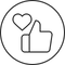 Symbol von Herz und Daumen hoch in Schwarz, PURELEI inspiriert.