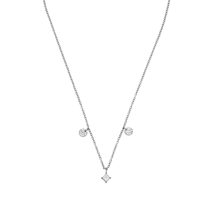 Silberne Kette mit funkelnden Anhängern, elegant und modern, von PURELEI.