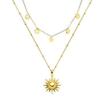 Kailua Ketten-Set von PURELEI, goldene Wasserfest Ketten mit Sonnen- und Münz-Design, elegant und sommerlich.