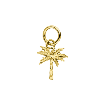 Palmtree Charm von PURELEI, goldener Edelstahl Anhänger in Palmenform, elegant und tropisch inspirierend.