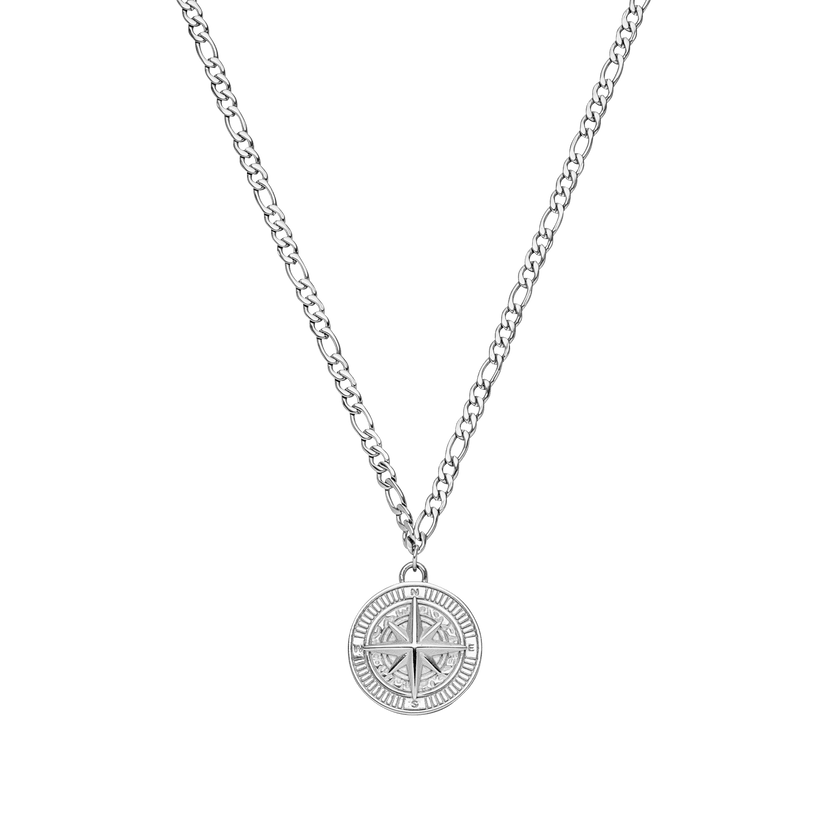 Silberne Kette mit Kompass-Anhänger von PURELEI, elegant und modern.