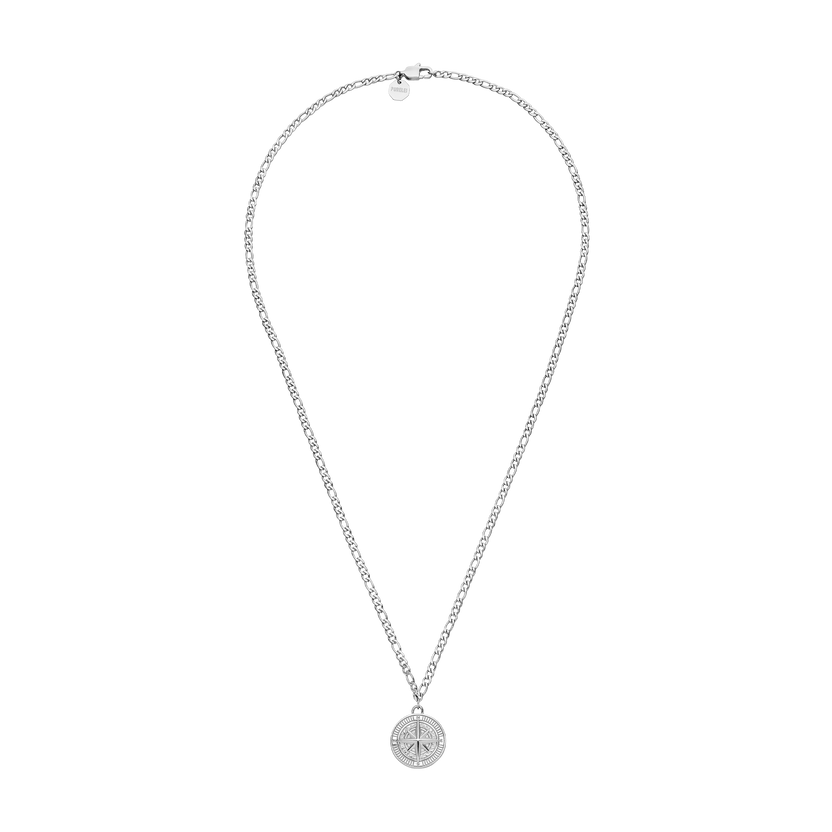 Silberne Kette mit Kompass-Anhänger von PURELEI, elegant und zeitlos.