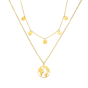 Goldene Kette mit Weltkugel-Anhänger und runden Elementen, PURELEI.