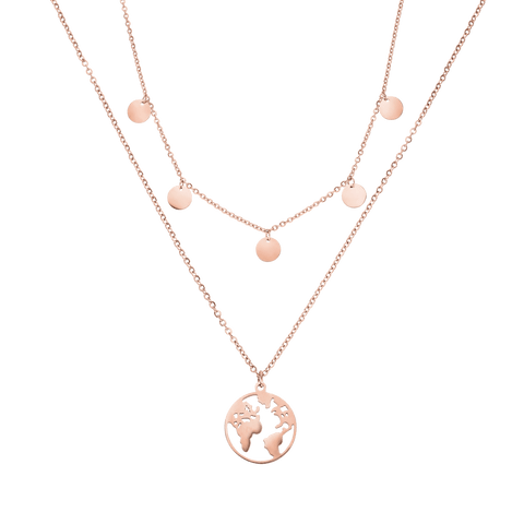 Roségoldene Kette mit Weltkugel-Anhänger und runden Details von PURELEI.