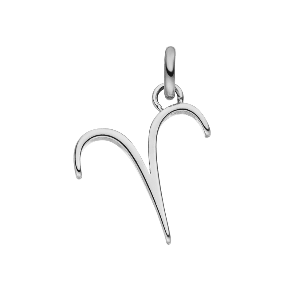 Widder Zodiac Charm aus nickelfreiem, silbernem Edelstahl, schlicht und elegant, PURELEI Accessoire für Sternzeichen-Liebhaber.